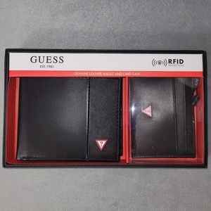 Guess Genuine Leather Wallet & Card Case Set
